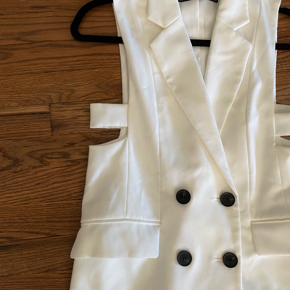 Zara White Tuxedo Blazer Vest